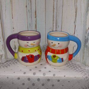 Snowman Couple Cocoa/Coffee Mugs